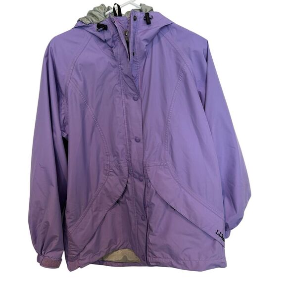 LL Bean Goretex Waterproof Rain Wind‎ Lilac Hooded Full Zip Coat Jacket Small - Picture 1 of 11
